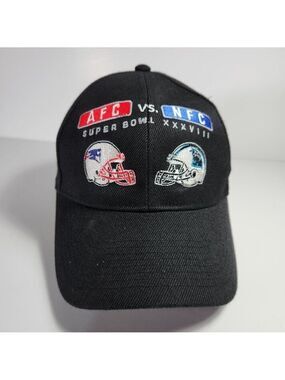 Super Bowl Hat NFL Patriots Panthers XXXVIII AFC vs NFC Adjustable Reebok